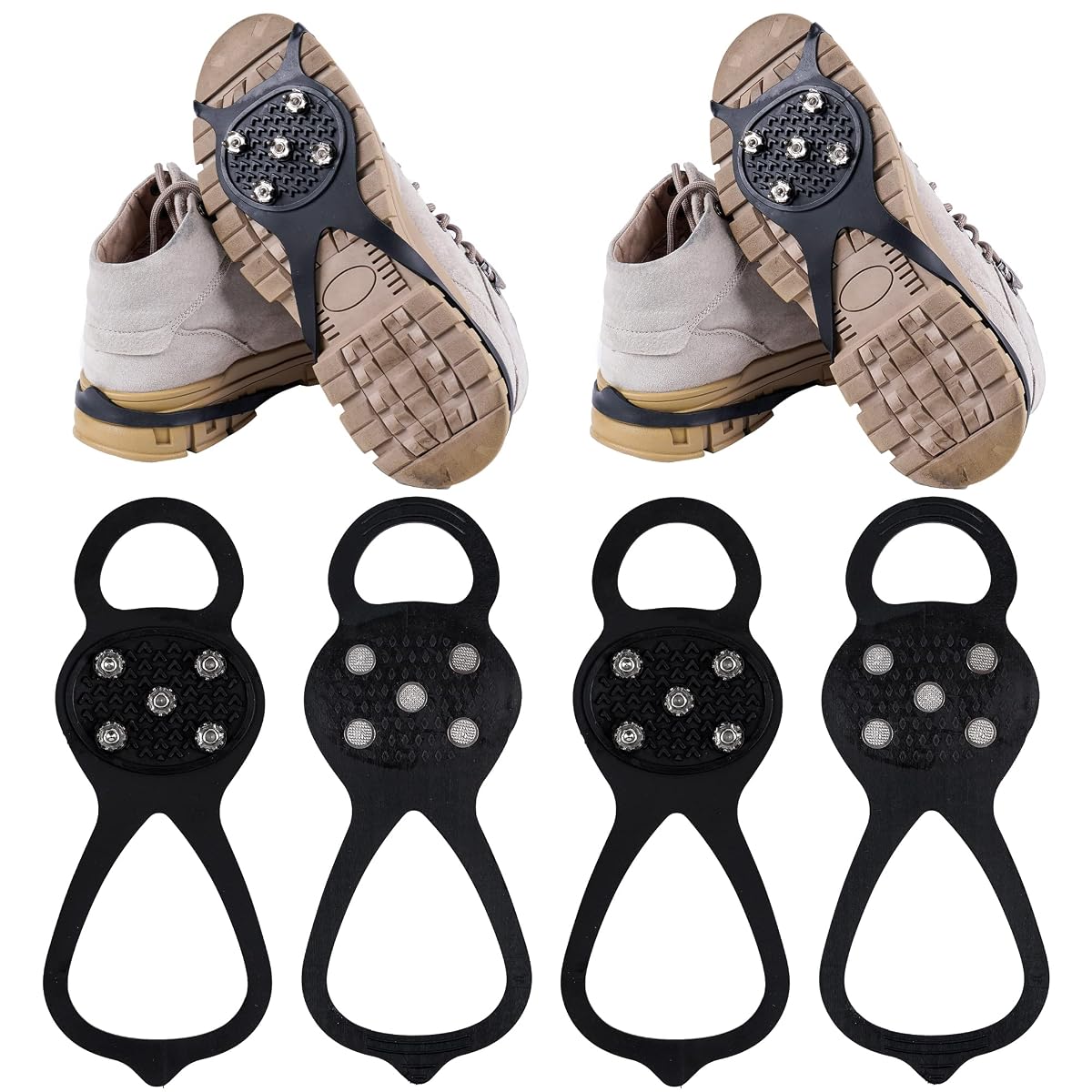 2Pairs Ice Cleats for Shoes and Boots Ice Spikes Crampons for Hiking Boots