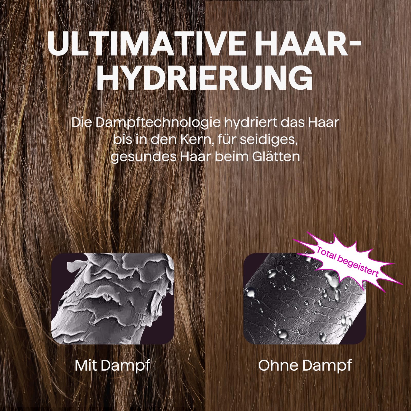 Wavytalk Dampf-Glätteisen Haarglätter für Schnell einen Seidig Glattes Haar | Steam Sesh Glätteisen mit abnehmbarem Kamm, weniger Hitzeschäden und schnelle Ergebnisse für alle Haartypen, Pink