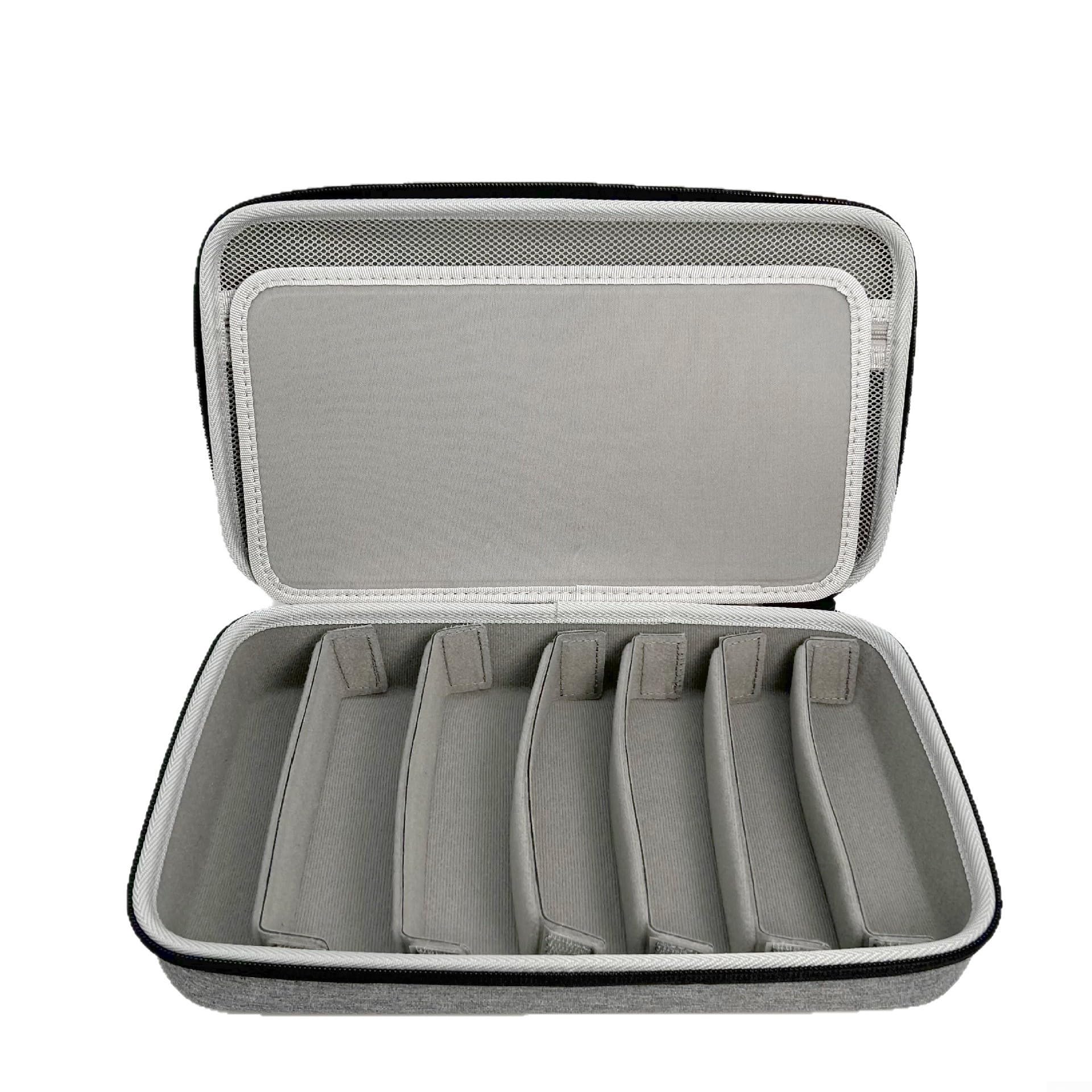 Caja de almacenamiento portátil de gafas de sol de viaje, estuche organizador de gafas de sol de EVA duro con compartimentos ajustables para hombres y mujeres