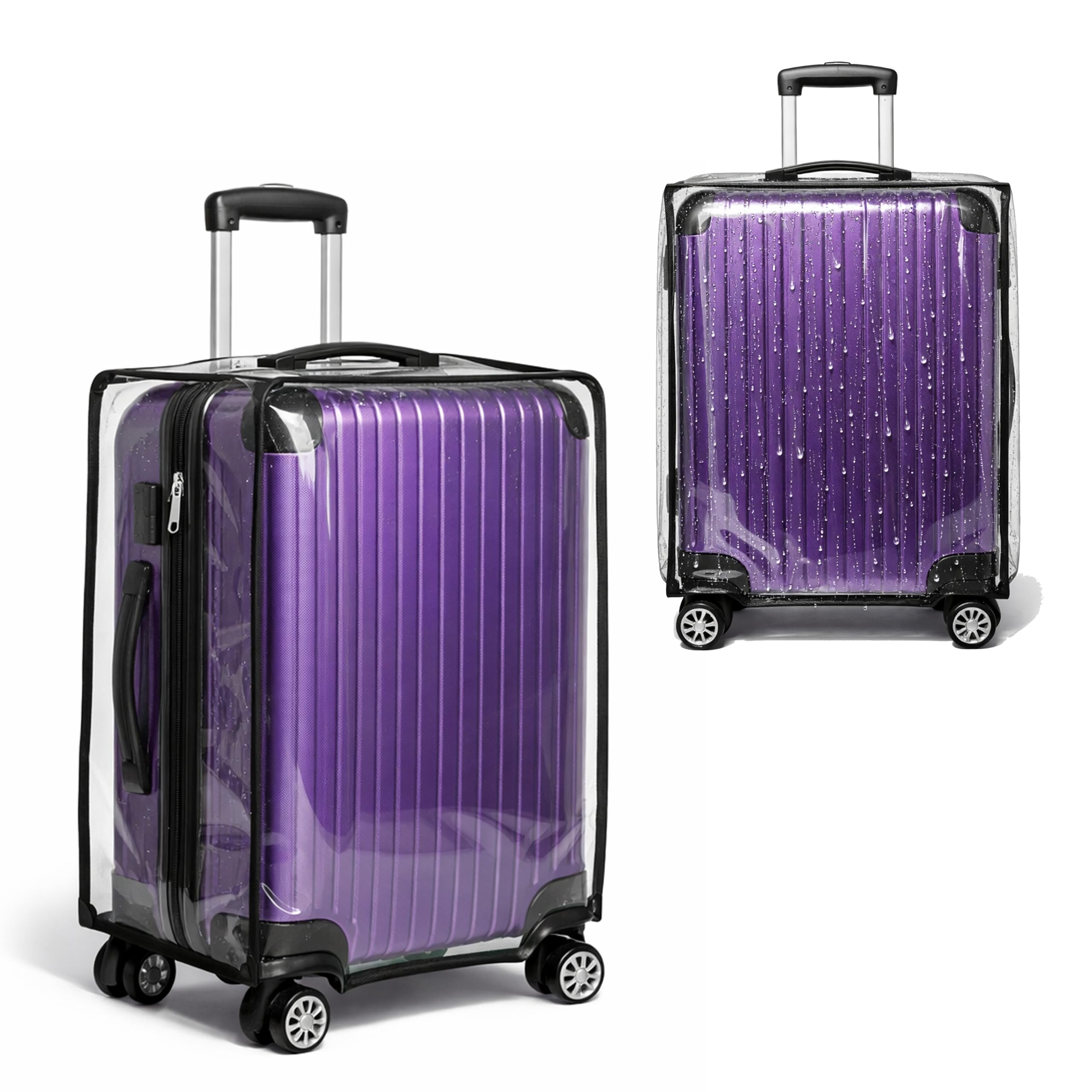WanderWraps Spendex Polyester Protective Luggage Cover | Hard Luggage Trolley Bag Cover | Washable | Dust Proof | M - 24 inch | Transparent-picture-23