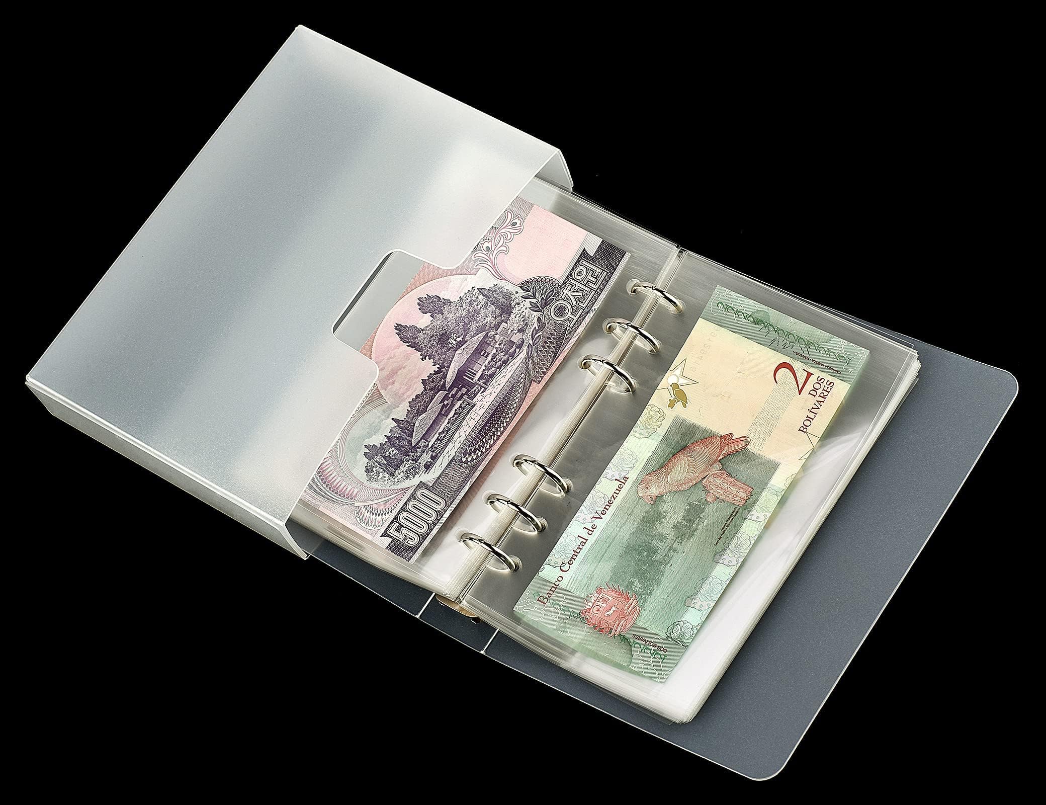 Excefore Dollar Bill Holder for Collectors Paper Money Currency Sleeves Collection Album, Cash Money Holders Book Banknote Collection, Clear