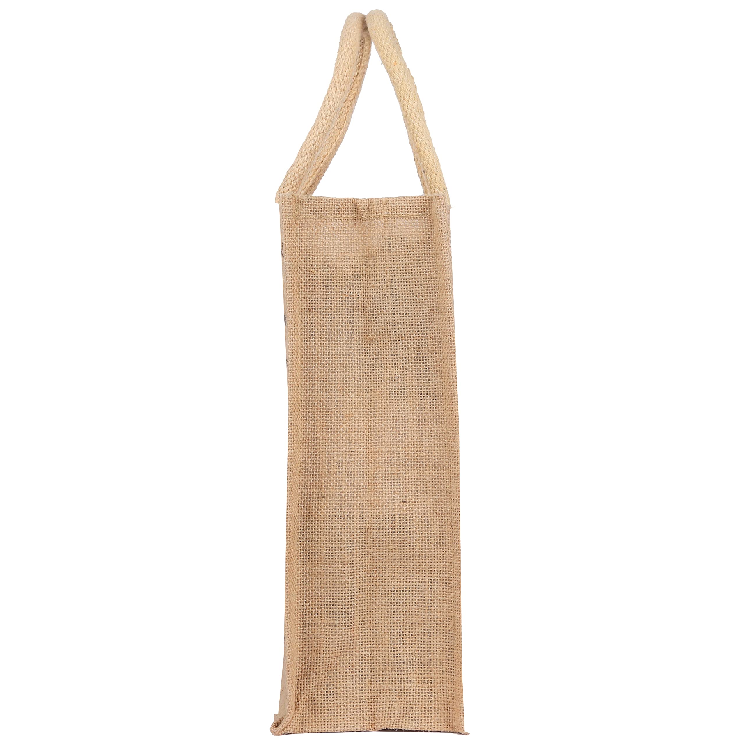 Sangra Multicolor Jute bag for Women and Men Lunch Bag with Zip and Handle (Flower Pink) 3