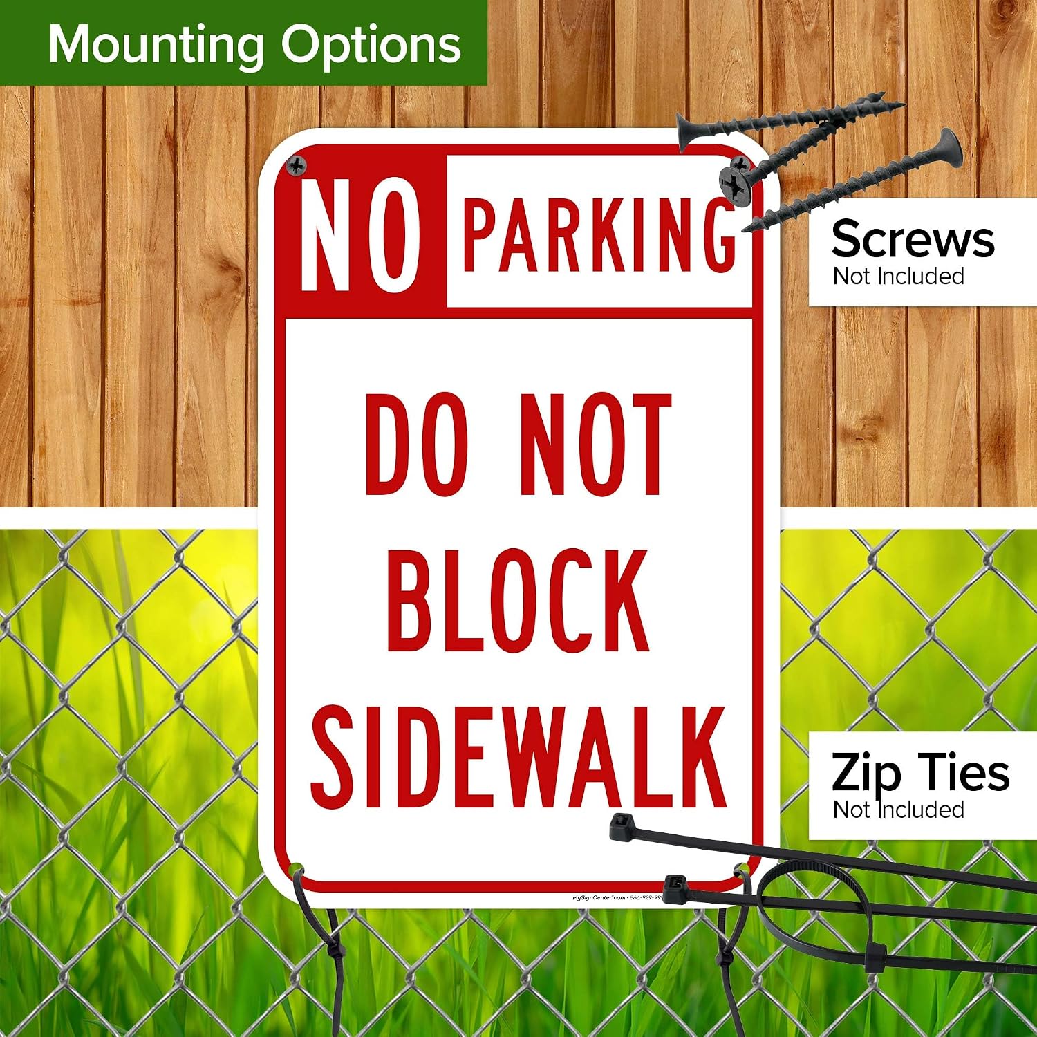 No Parking Do Not Block Sidewalk Sign, 12x18 Inches, 55 mil thick HDPS (high density polystyrene), Made in USA by My Sign Center