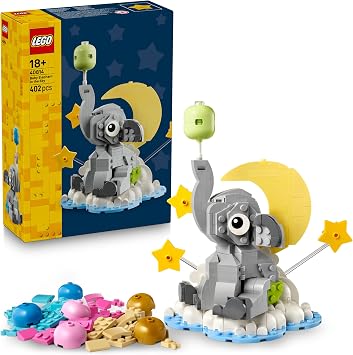 LEGO Baby Elephant in the Sky - Building Set for Adults - Model Kit w/Animal Figure & Accessories for Room Decor - Newborn Baby Gift Idea for Parents - 40814