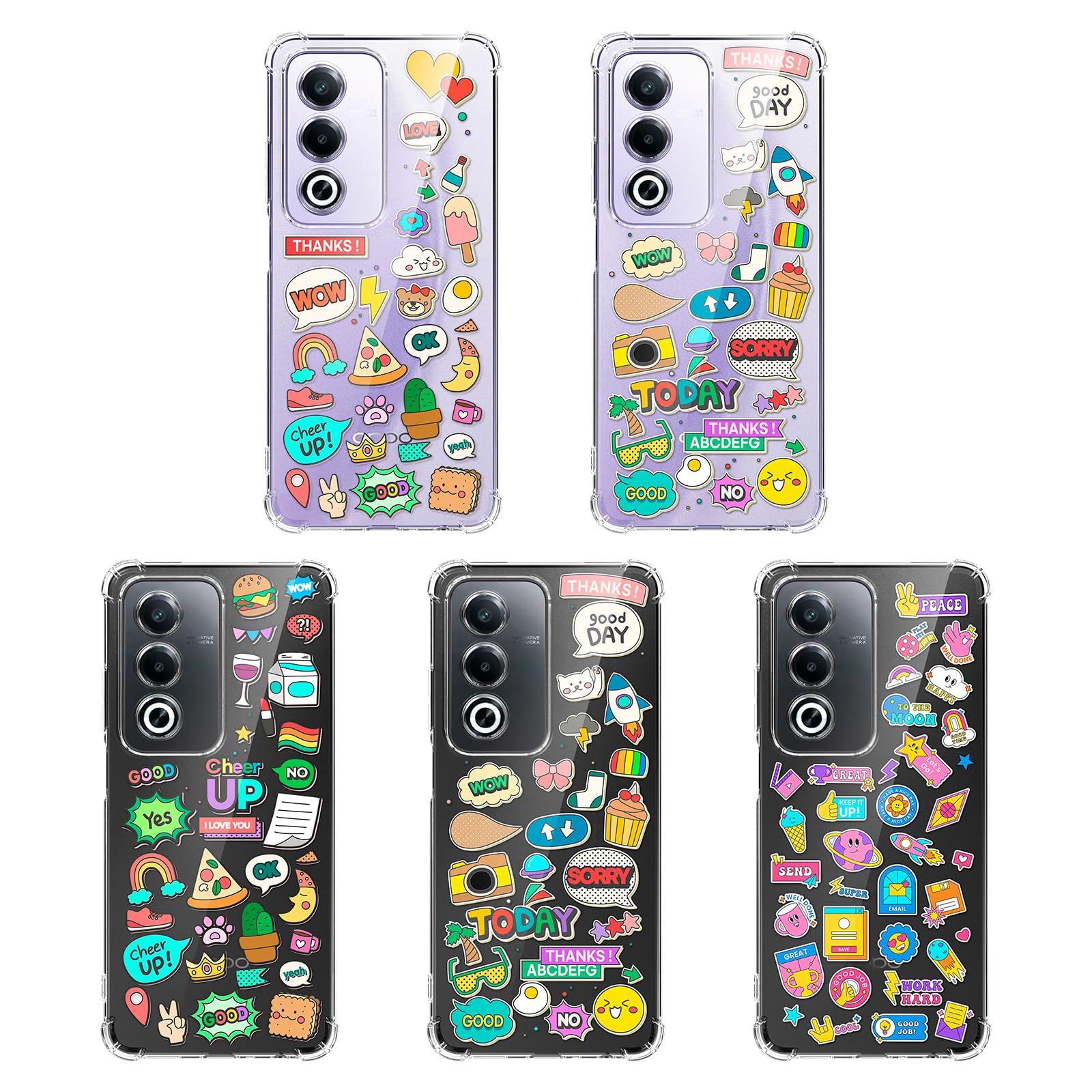 Oududianzi - Anti Ingiallimento Chiaro Cover per Oppo A80 5G, Custodia Antiurto Trasparente per Assorbimento degli Urti con Paraurti in TPU Morbido Sottile Case