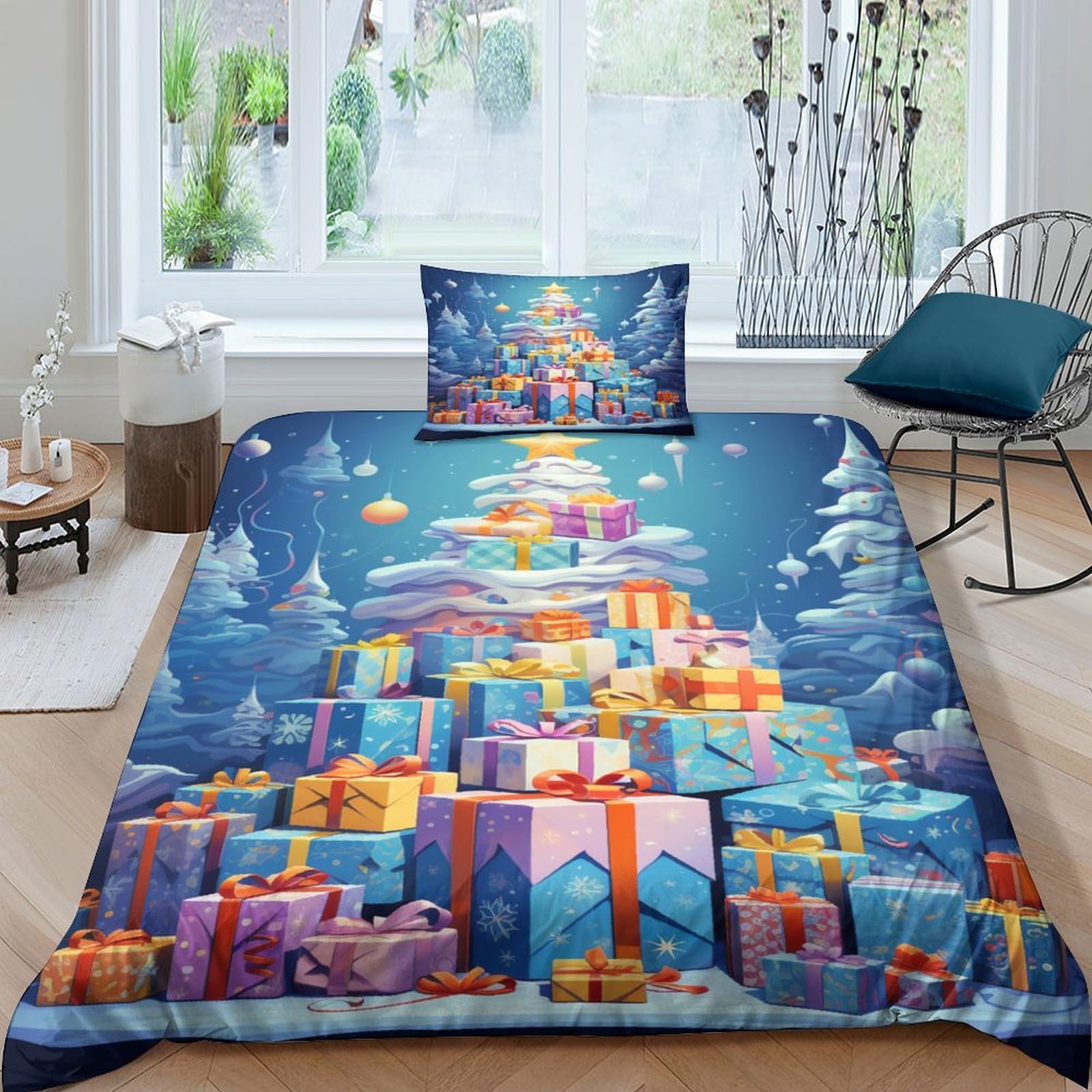 Housse de couette facile d'entretien 135x200 en imprimé 3D avec ses taies assorties