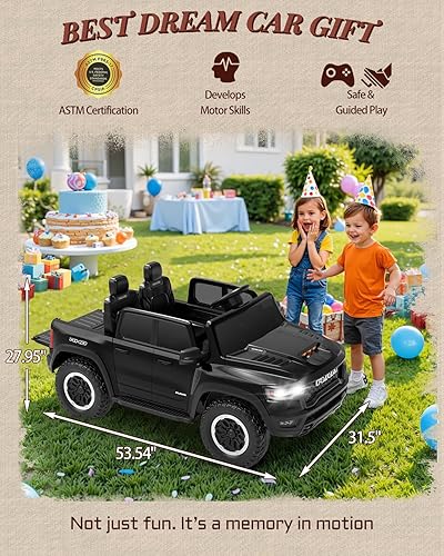 Miniatura 6 de Vehículos de paseo de 24 V para niños grandes, RAM 1500 RHO eléctrico con licencia para niños con control remoto, camión de paseo con Bluetooth,