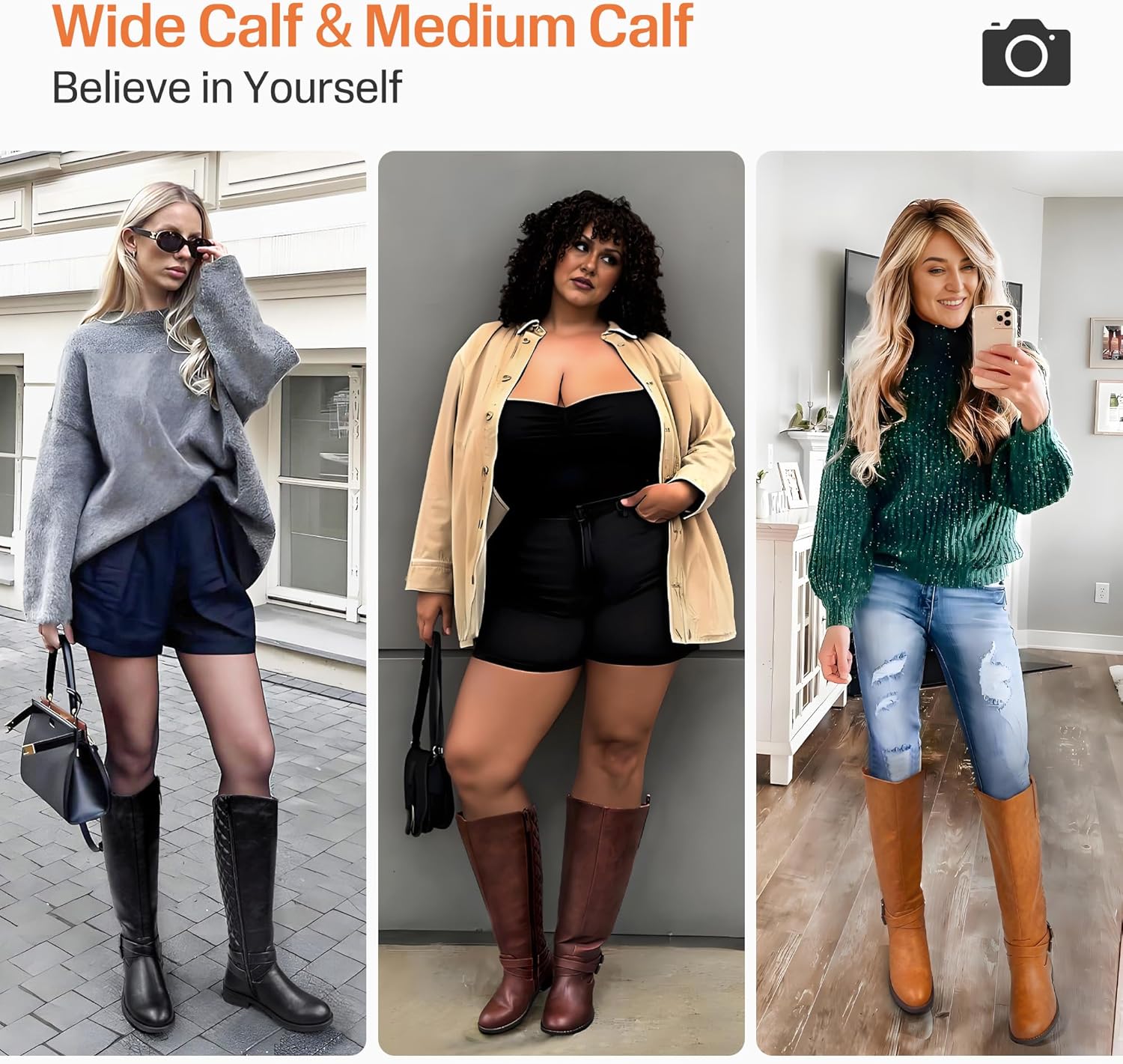 Vepose Women's 949 Knee High Boots,Tall Riding Boots Low Heel with Wide Calf and Wide Widths - Image 2