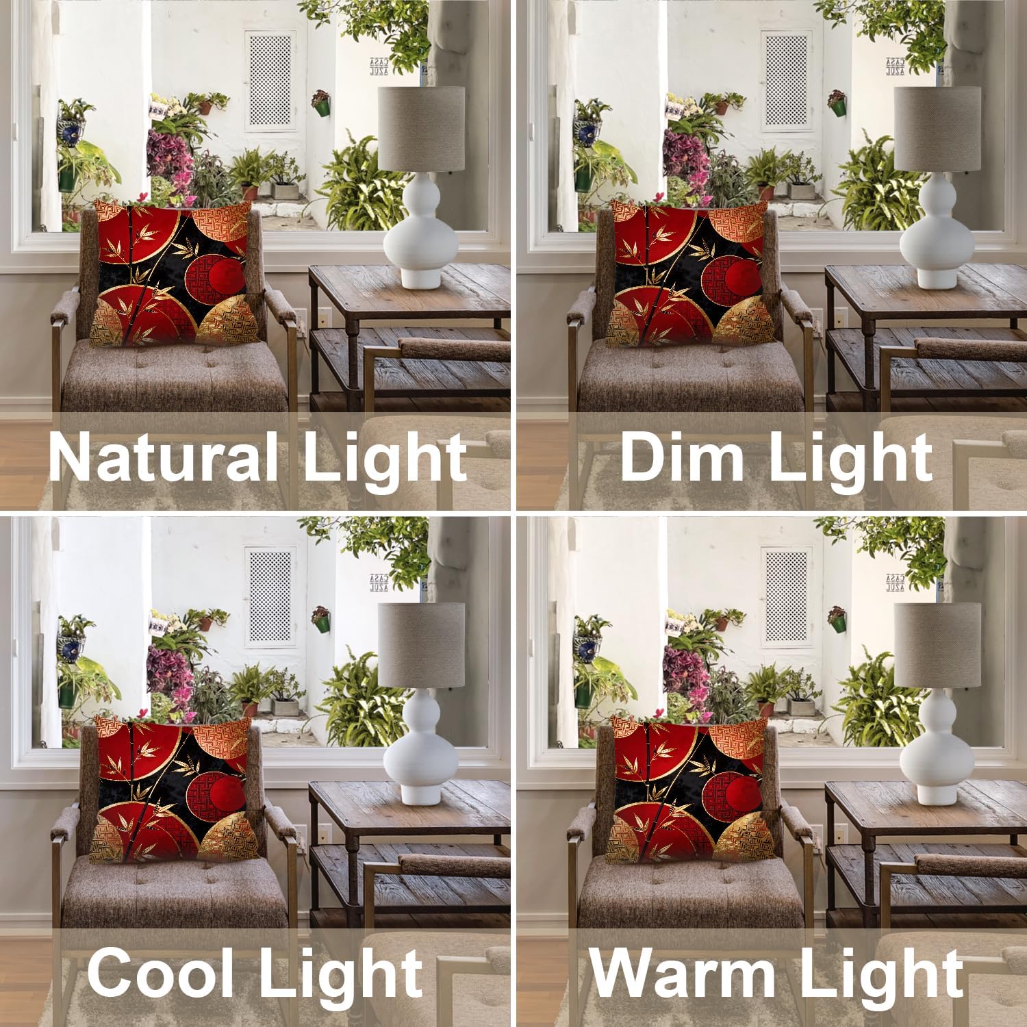 Gold Antiquity Plant Weaving Throw Pillow Covers,Bamboo Plant Cushion Cover Digital Blended Hidden Zipperl Decorative Pillowcases for Hair Skin Square 20X20 in 2 Pcs