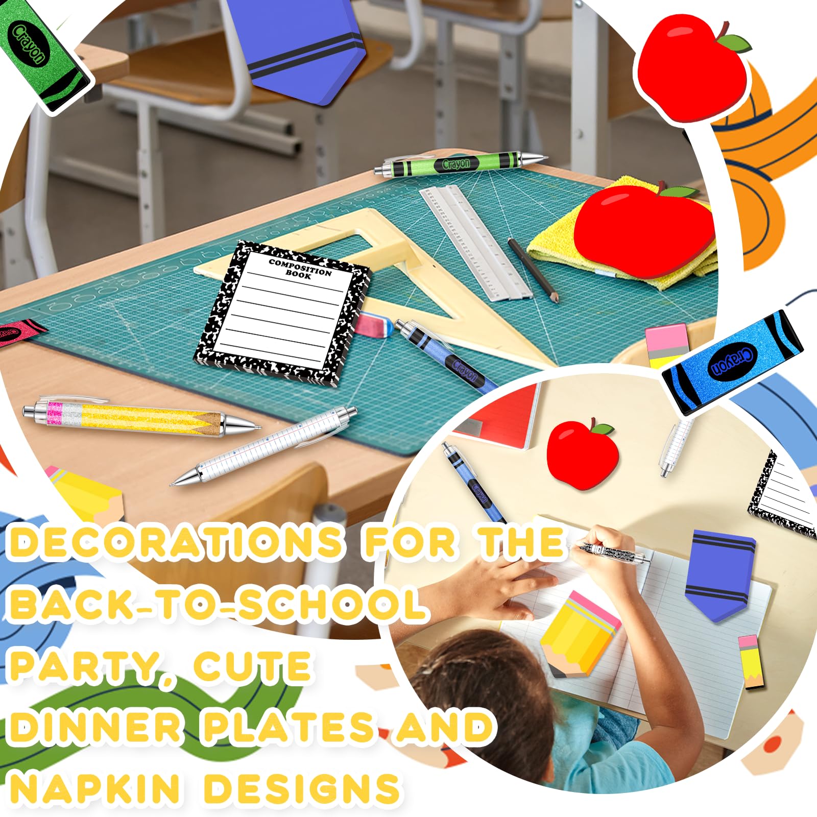 36 Stück Zurück zur Schule Geschenke Bleistift Kreide Notizbuch Haftnotizen Kugelschreiber Magnetisches Lesezeichen für Vorschule Kindergarten Klassenzimmer Lehrer Geschenke (Schulanfang)