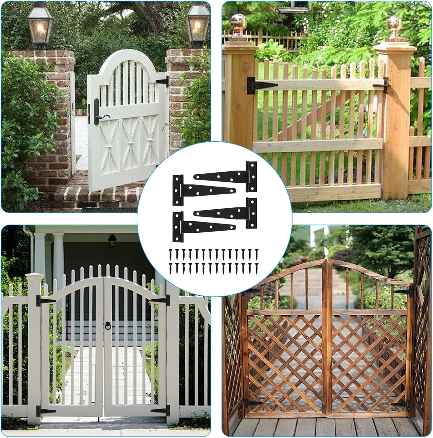 4 PCS 5 Inch T Strap Hinges Heavy Duty, Shed Door Gate Hinges, Heavy Duty Black Outdoor Tee Hinge for Wooden Fences, Barn Door Gates Hinge for Shed Door Hardware