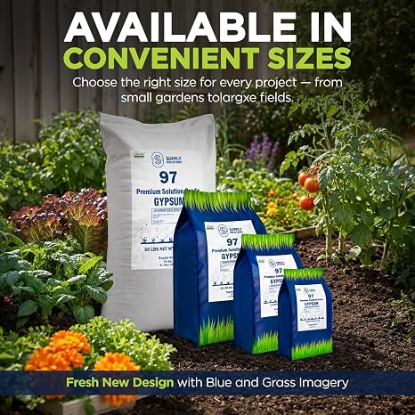 Supply Solutions Premium 97 Solution Grade Gypsum - Fast Acting Gypsum for Soil - Organic Calcium Sulfate Dihydrate - Gypsum Powder for Root Growth, Lawns, Mushroom Cultivation (5lbs)