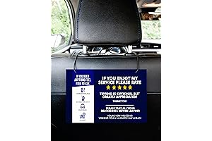 Ride-share 5-Star Uber/Lyft Rating Appreciated Sign for Drivers (Pack of 2)