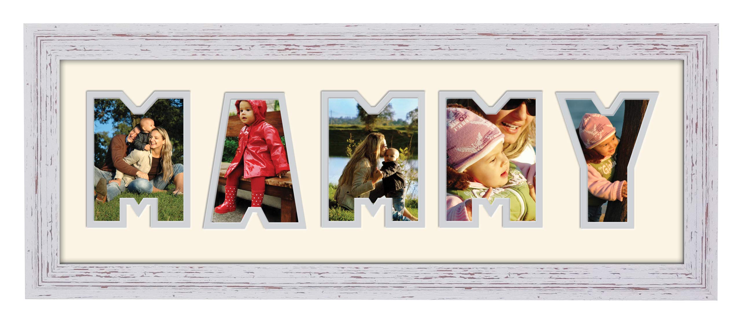 Photos In A Word Shabby Chic Finish Frame Cream Mount Grey Inside Mammy Photo Frame Welsh Word Photo Frame 1242A (Shabby Chic Finish Frame Cream Mount Grey Inside)