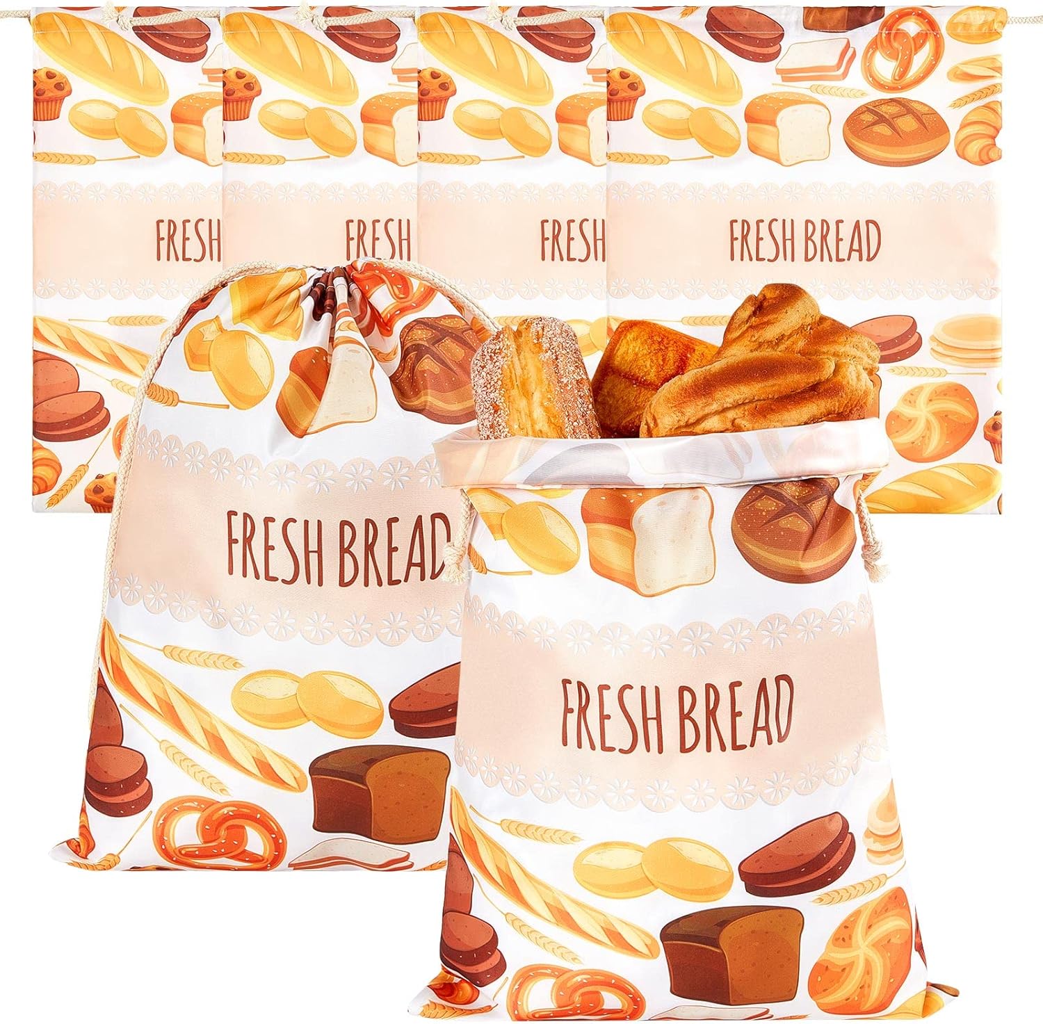 Woanger 4 Pcs Bread Bags for Homemade Bread Double Layer