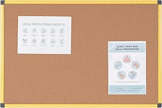 Bi-Office Ultrabrite - Tablón de anuncios de corcho con marco de aluminio, 90 x 60 cm, color amarillo