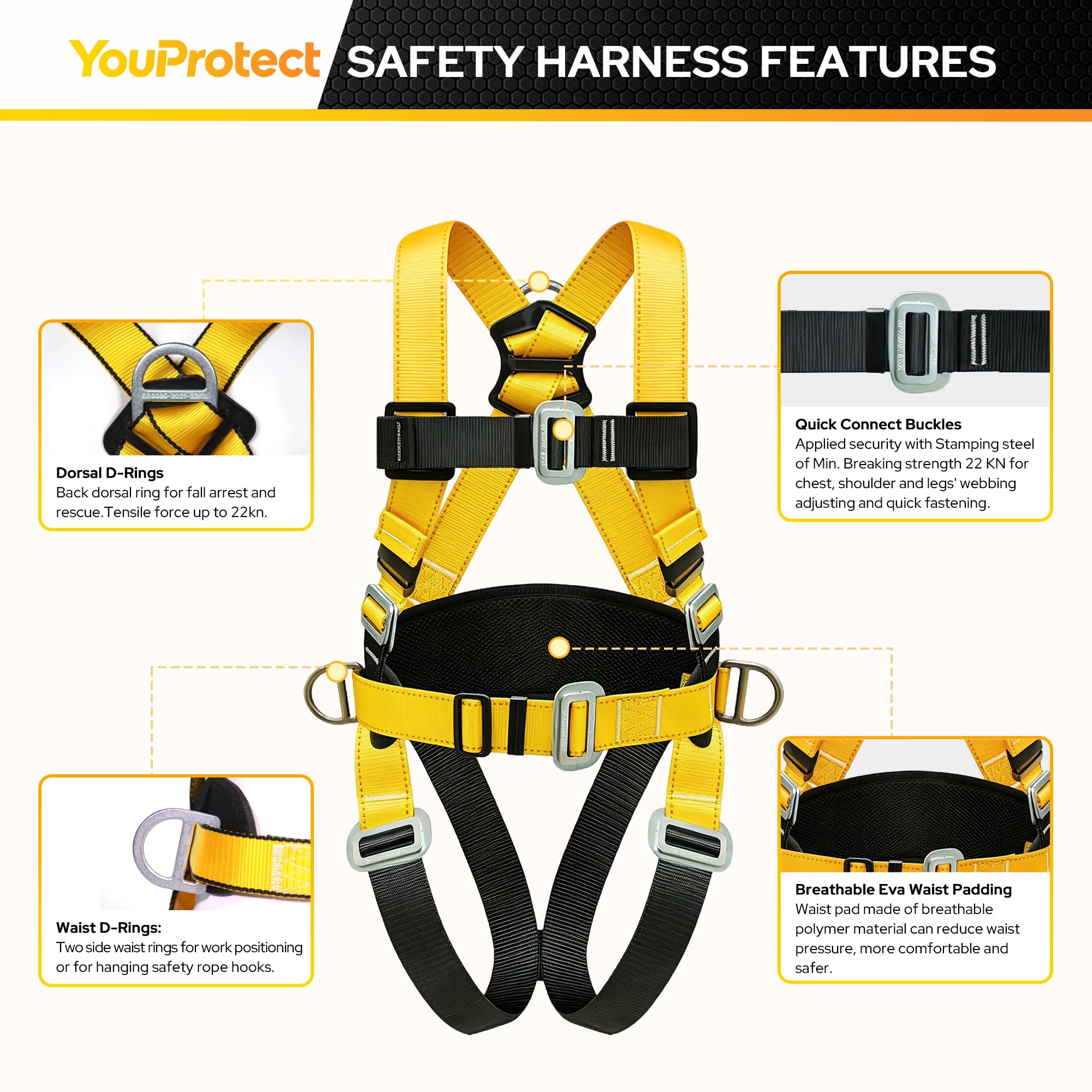 Kit di imbracatura di sicurezza per la caduta Kit completo di imbracatura di sicurezza