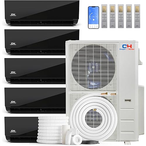 Cooper & Hunter 36,000 BTU 230V 4-Zone Ductless Mini Split Air Conditioner & Heat Pump – 9K+9K+9K+9K Black Wall Mounts Midnight Edition – 24 SEER2 Inverter – Includes 25FT Installation Kits