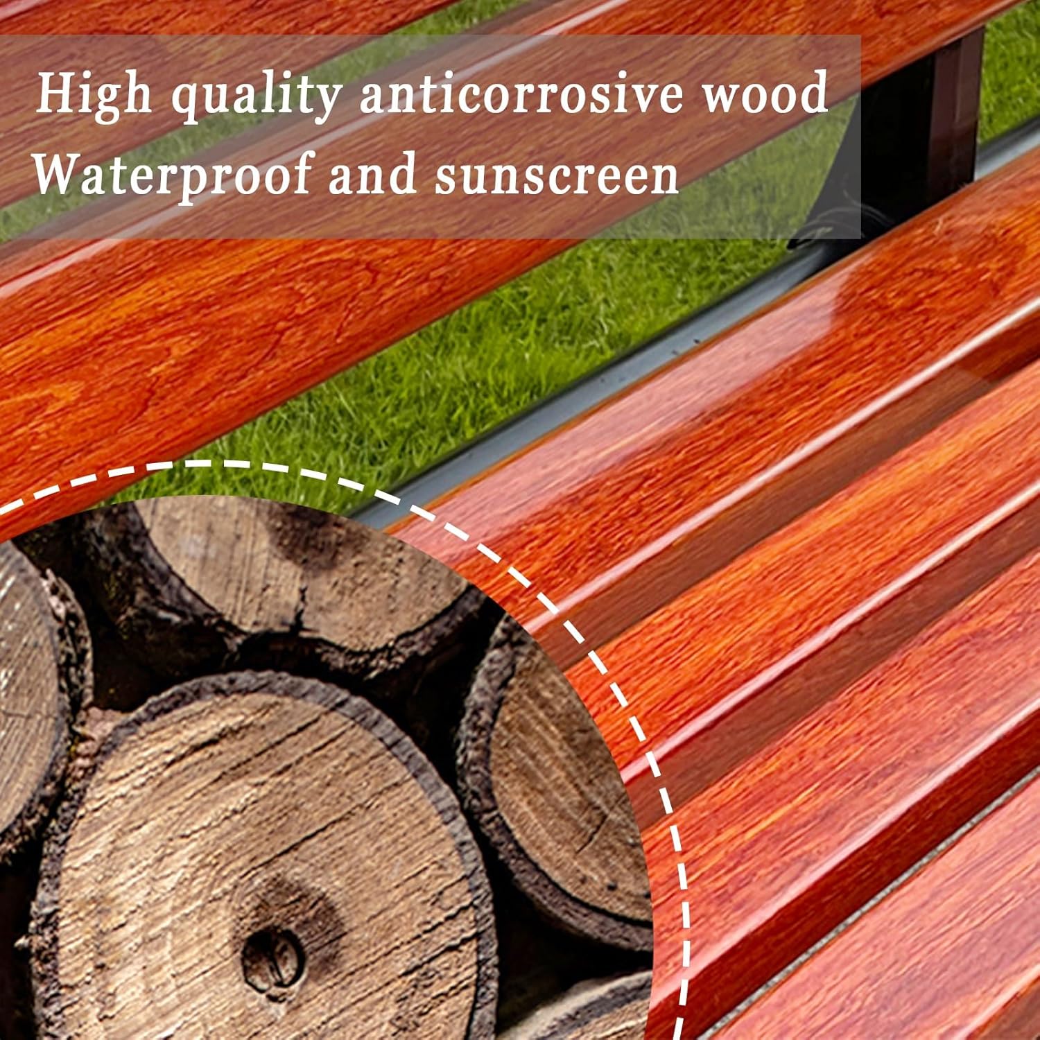 Amber Yellow Outdoor Bench, 150cm Cast Iron & Anti-Corrosive Wood, Comfortable 2-3 Person Porch Chair with Backrest & Armrests, Ideal for Backyard & Garden Decor