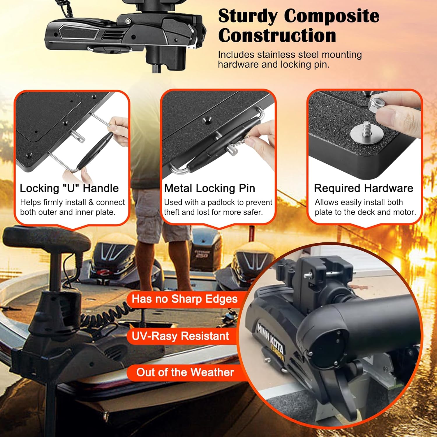 1854021 Composite Quick Release & Installer Bracket for Minn Kota Trolling Motors – Also Referred to MKA-21, Fits for Ulterra/Terrova/PowerDrive/PowerDrive V2 / PowerDrive Pontoon/Deckhand 40