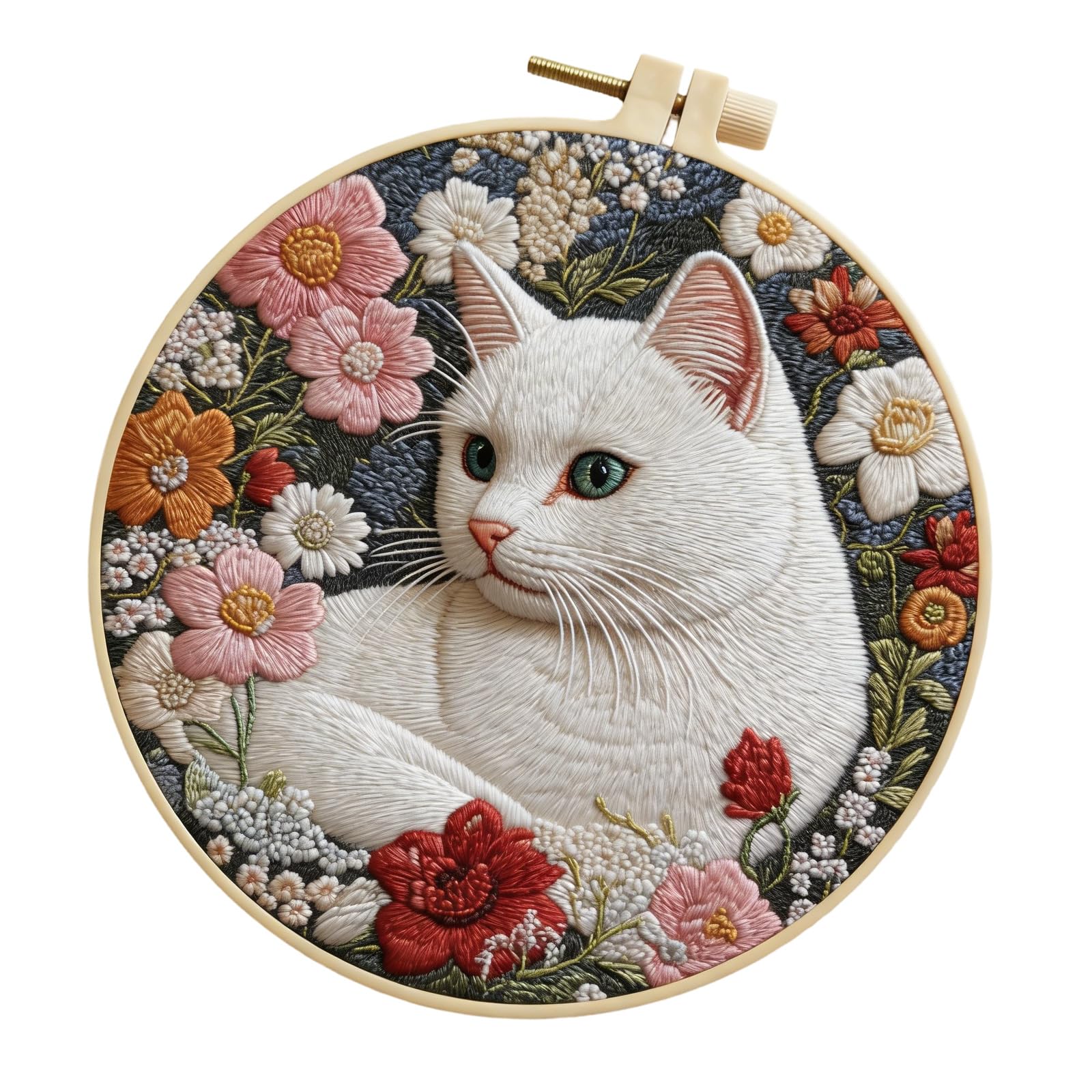 ljhnba Cats Embroidery Set with Detailed Instructions and Cotton Linen Materials for Creative Craft Home Decoration Embroidery