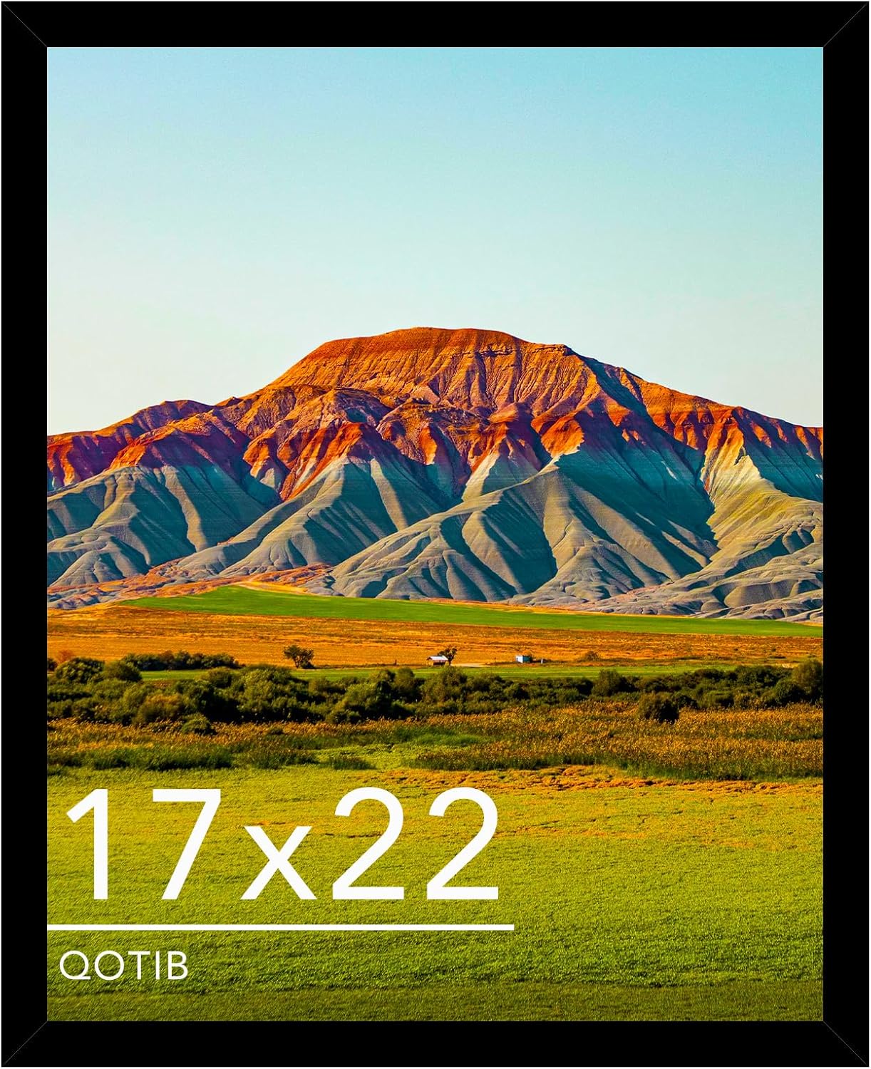 17x22 Picture Frame Black for Wall Mounting, Horizontal and Vertical Formats for Wall Hanging, Wood 17x22 Frame, Black, 1 Pack 1 17x22