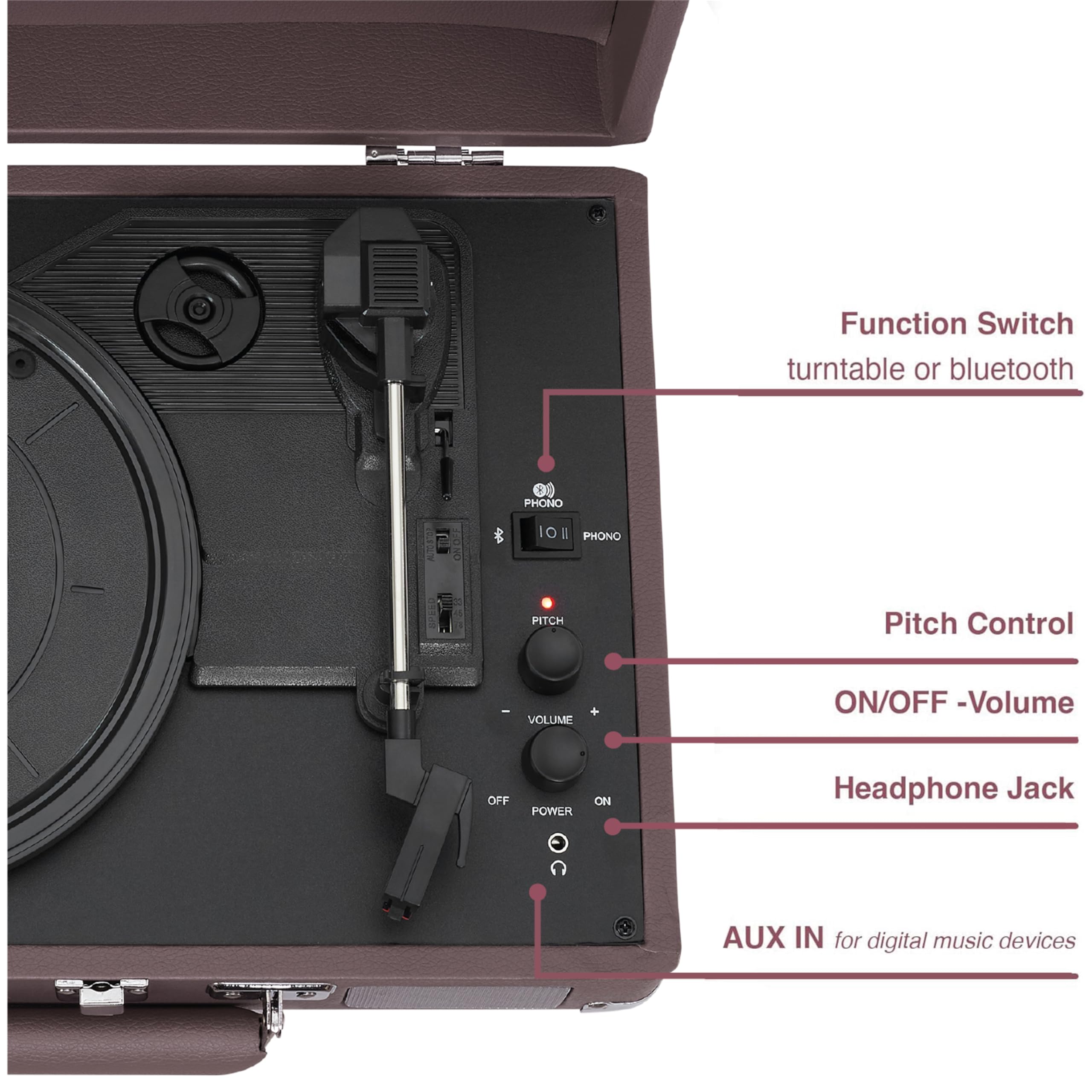 Crosley Cruiser Plus gramofon z 2 głośnikami, Bluetooth i AUX - 3