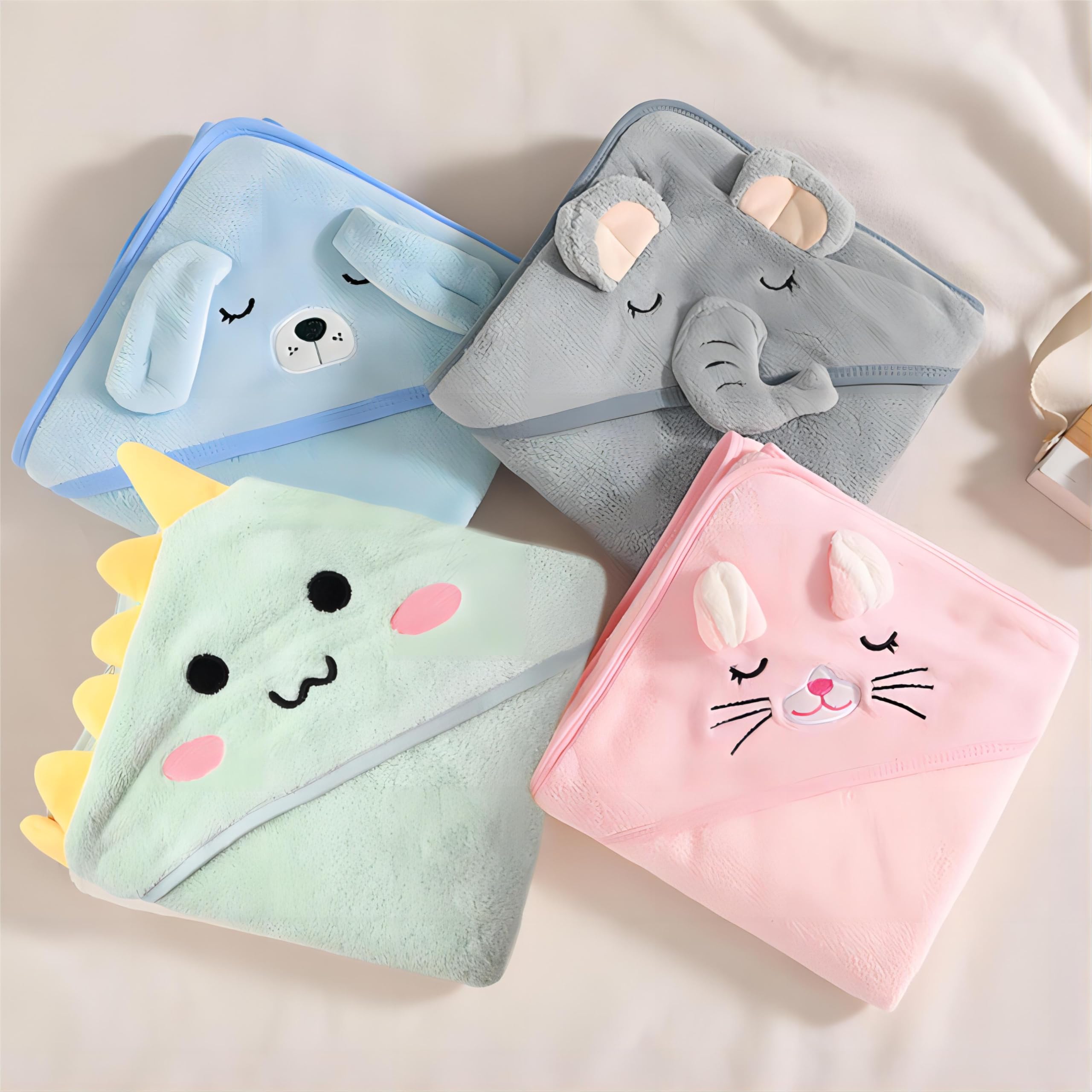 Toallas de Baño con Capucha con Esponja de Baño para Bebé, Capa de Baño Niños/Niñas Ultra Suaves con lindas Orejas, Albornoz de Ducha para Recién Nacidos para Infantiles de 0 a 3 Años