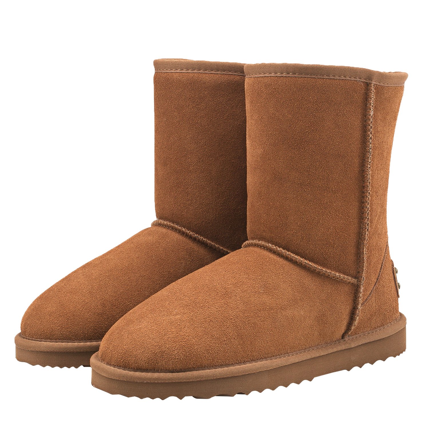 Shenduo Hombre Invierno Botas de Media Caña de Nieve Impermeable | Botas Media Pantorrilla Forradas de Piel Cálido Clásico Material Cuero Botas para Clima Frío