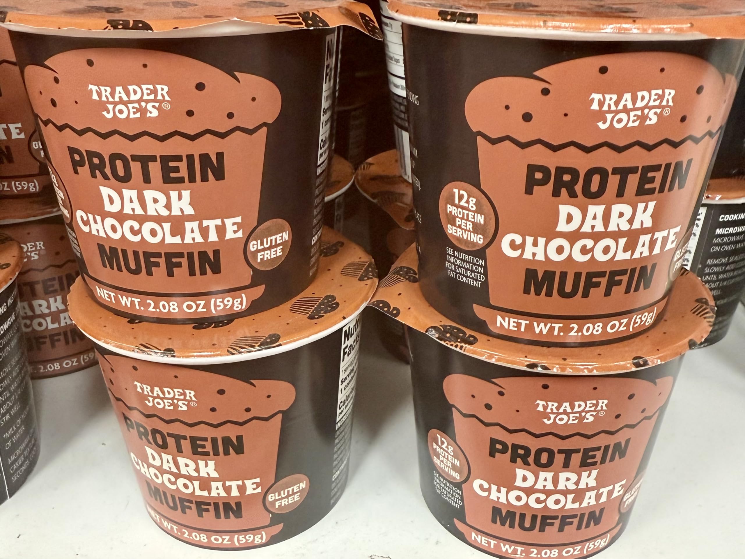 Trader Joe's Dark Chocolate Protein Muffin, Gluten-Free, 2.08 oz, Pack of 4