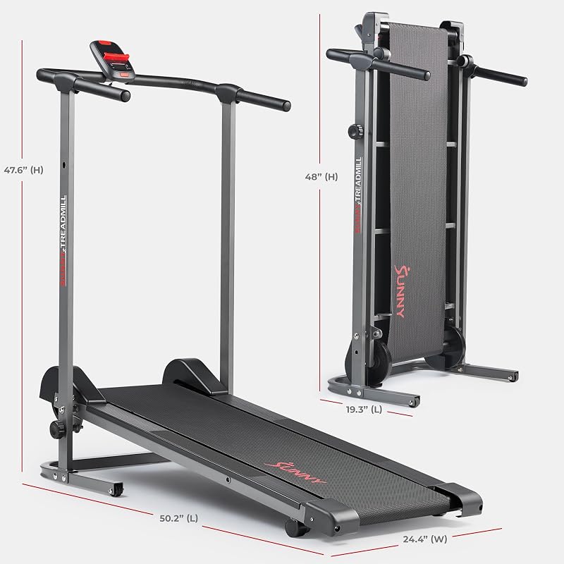 Sunny Health & Fitness Foldable Manual Walking Treadmill with LCD Monitor image 6