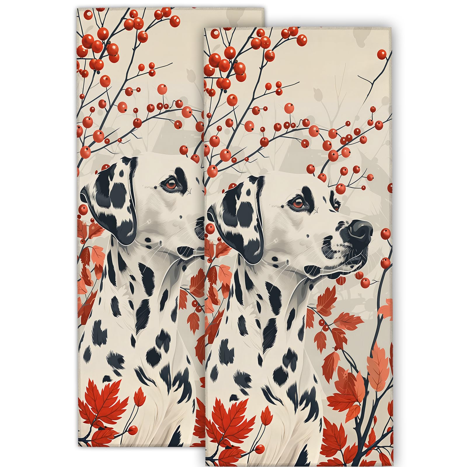 cromcu Dalmatian Dog Hand Towel for 2 Pack,Bath Hand Towels for Bathroom Decorative Soft Absorbent Dish Towels for Kitchen, Gym, Hotel, Spa, Sport