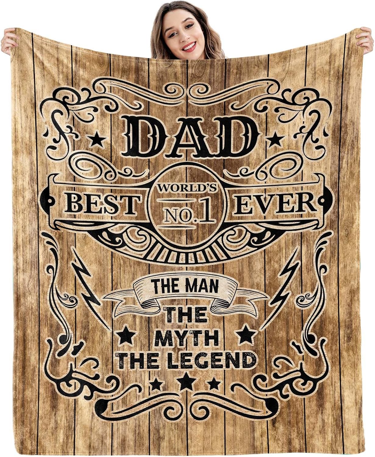 Dad Birthday Gift Birthday Gifts for Dad from Daughter Son Best Dad Ever Gifts Christmas Fathers Day Dad Gifts for Birthday Soft Throw Blanket for Bedding Sofa 60x50 Inches Dad 60x50inch