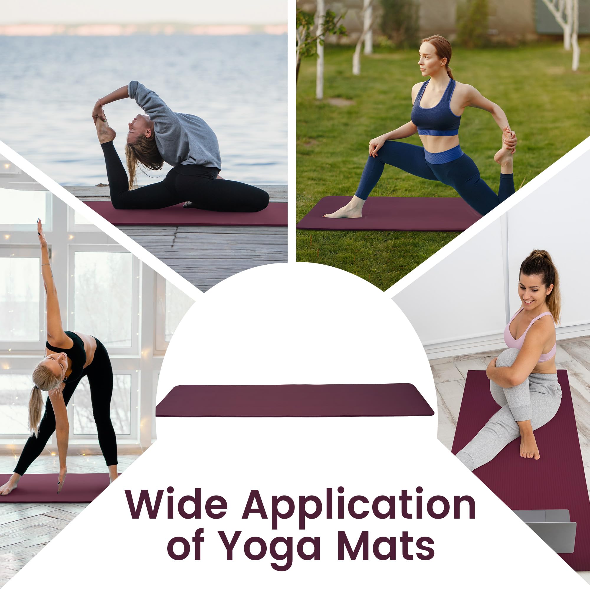 Fitvids Yogamatte mit Tragegurt, extra dick, hohe Dichte, reißfest, 1,27 cm, mehrere Farben