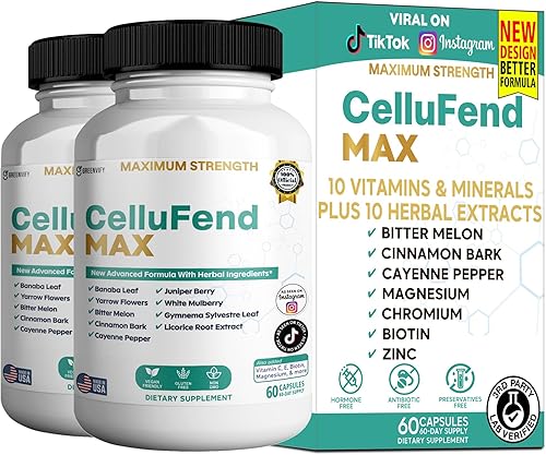 Cellufend Max Suplemento de hierbas con hoja de banaba, bayas de enebro, 60 cápsulas (2)