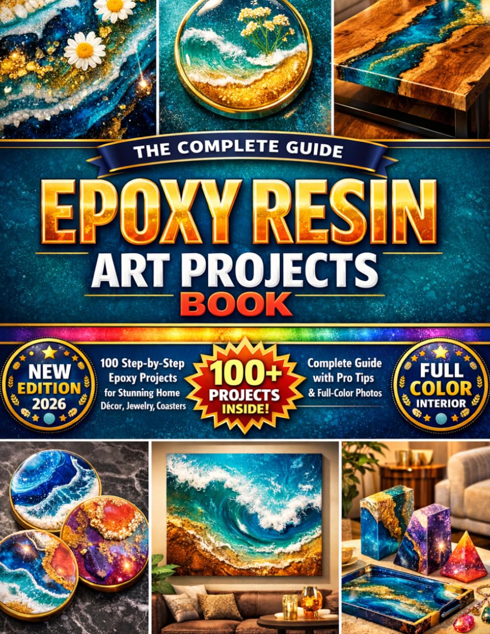 EPOXY RESIN ART PROJECTS BOOK: 100 Step-by-Step Epoxy Projects for Stunning Home Décor, Jewelry, Coasters & Gifts — Complete Guide with Pro Tips & Full-Color Photos