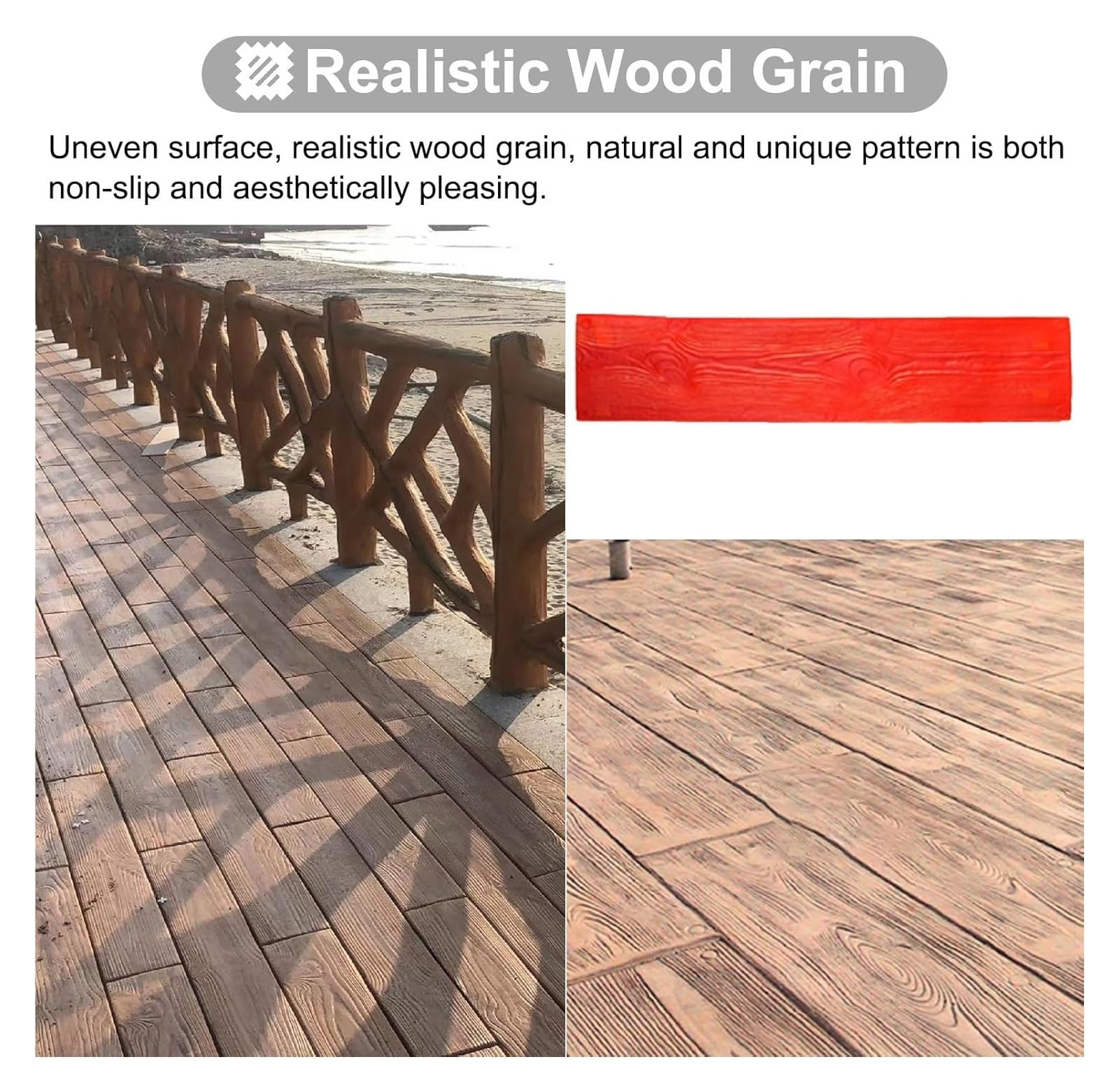 Forma do wytłaczania betonu, 2 szt. Podłoga drewniana maty do tłoczenia betonu na ścieżki/ściany, 120 cm X 28 solidne formy stempli betonowych, DIY stemple betonowe realistyczne