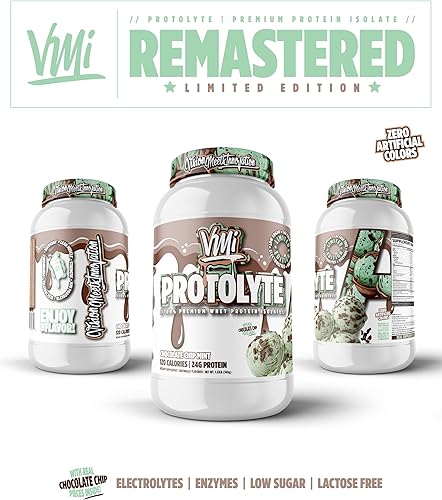 Miniatura 3 de VMI Sports Protolyte 100% aislado de proteína de suero  Electrolitos más enzimas  0.78-0.88 oz por porción  Sin lactosa y gluten, bajo en grasa,