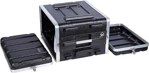 Miniatura 16 de Crossrock Estuche apilable para rack de 6U, profundidad estándar de 19.25 pulgadas, construcción de carcasa rígida de polietileno con hardware