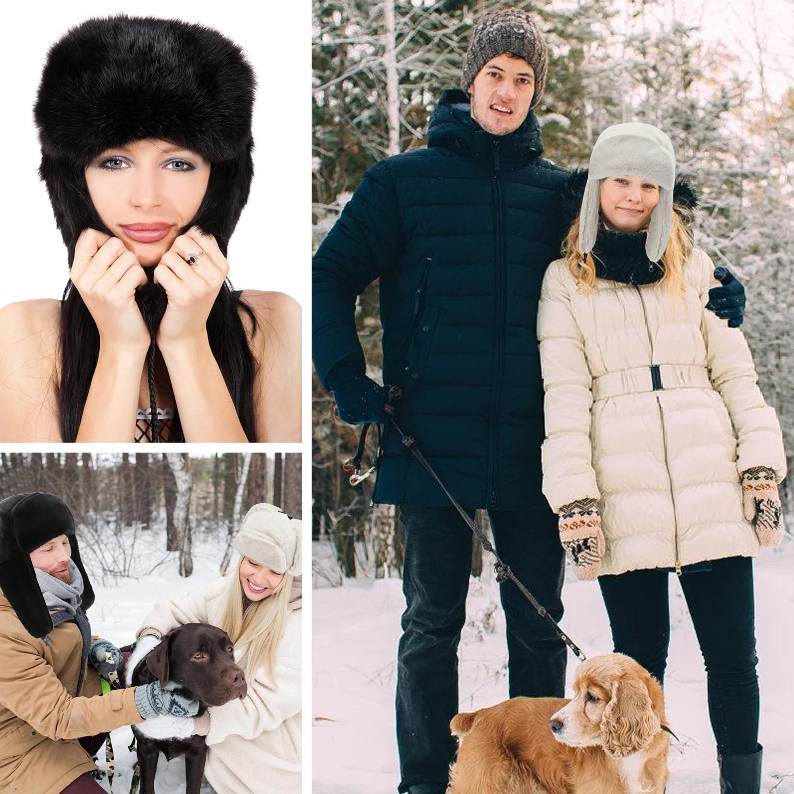 2 Piezas Gorro de Aviador Cálido de Invierno, Gorro Ruso Sombrero, Orejeras Cálido de Piel Sintética, Resistente Al Viento y a la Nieve para Hombres y Mujeres