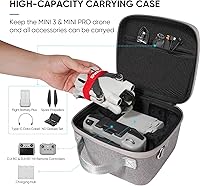 Vista 3 de GAGITERVR Estuche rígido de transporte para DJI MINI 3/3 Pro Drone - Compatible con mandos remotos DJI RC/RC N1, correa para el hombro y correa