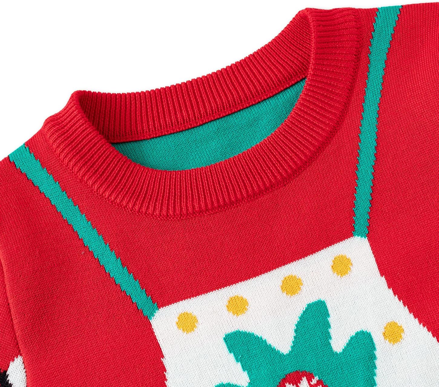 Toddler Christmas Sweater Dress Little Girl Long Sleeve Winter Xmas Knit Ribbed Cuffs Dresses - Image 4