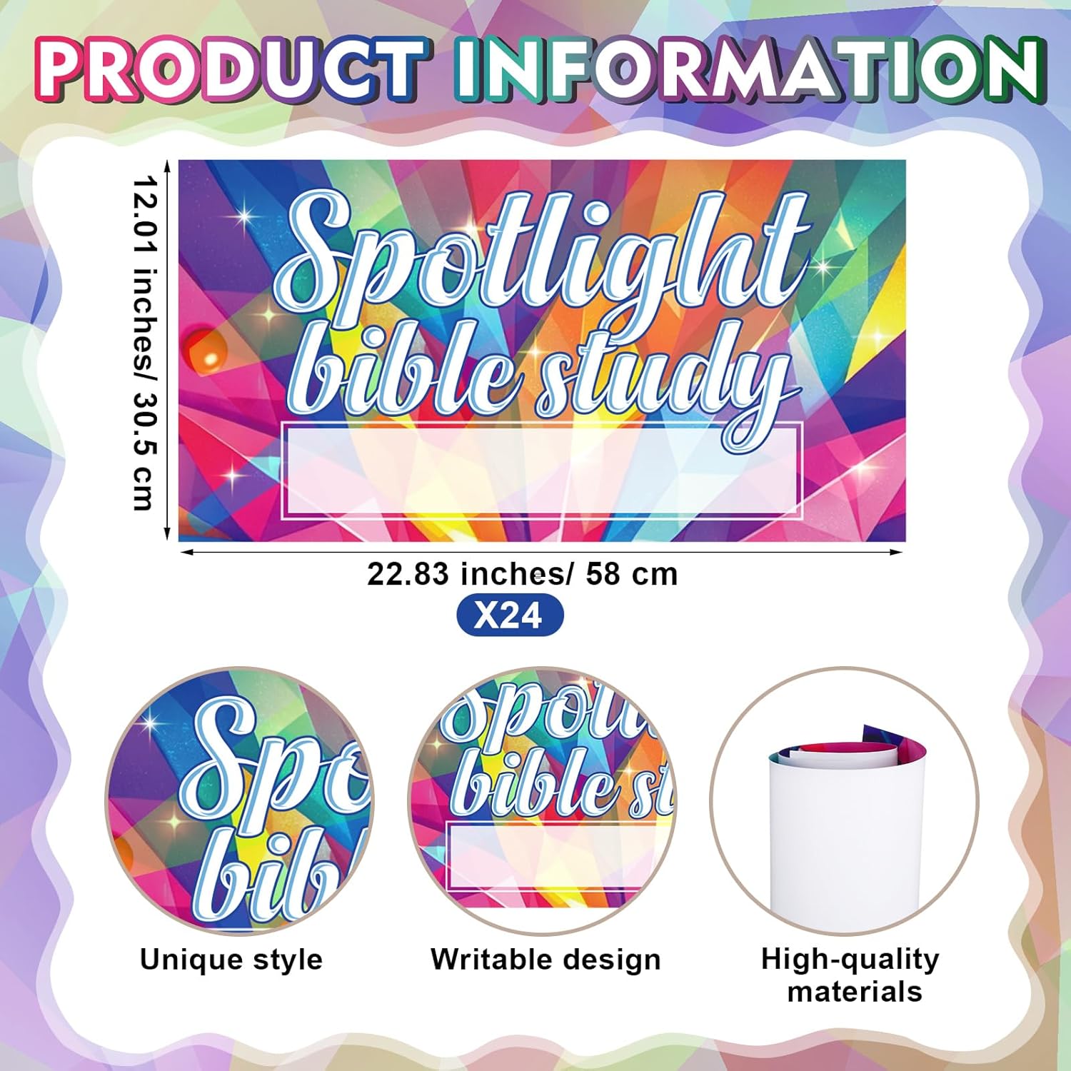 24 Pcs VBS Bible Study Location Signs for 2026 VBS, 12 x 23 Inch Spotlight Bible Location Signs Waterproof Writable Area, Church Event Supplies