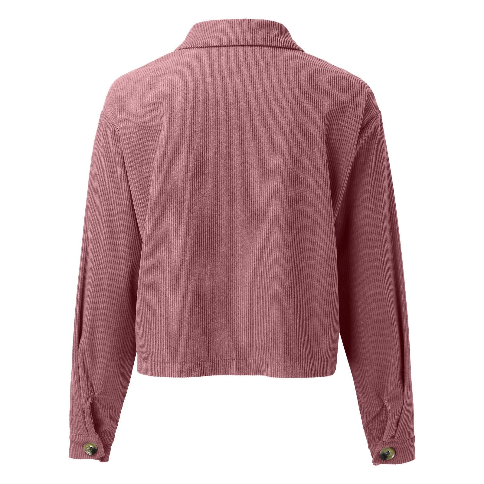 WWricotta Blusa informal de color sólido engrosada con cuello levantado para mujer con bolsillos dobles y cierre de botón, ideal para otoño e invierno,