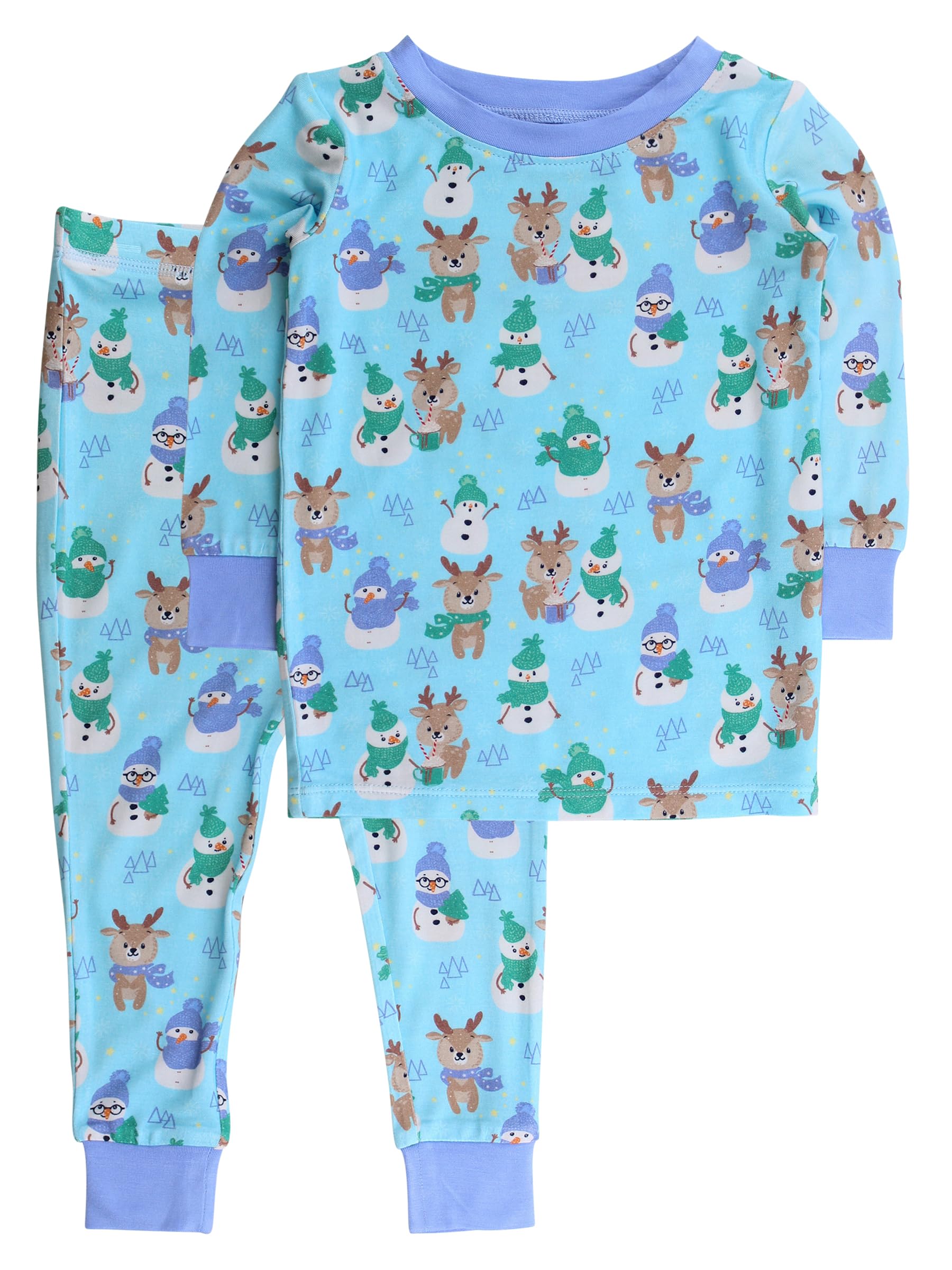 RuffleButts SoftSnooze Unisex Long Sleeve Pajama Set - Bamboo Pajamas | Two Piece Outfit, Breathable Stretch Knit, Elastic Waistband, For Babies And Kids, Sleepwear Or Loungewear