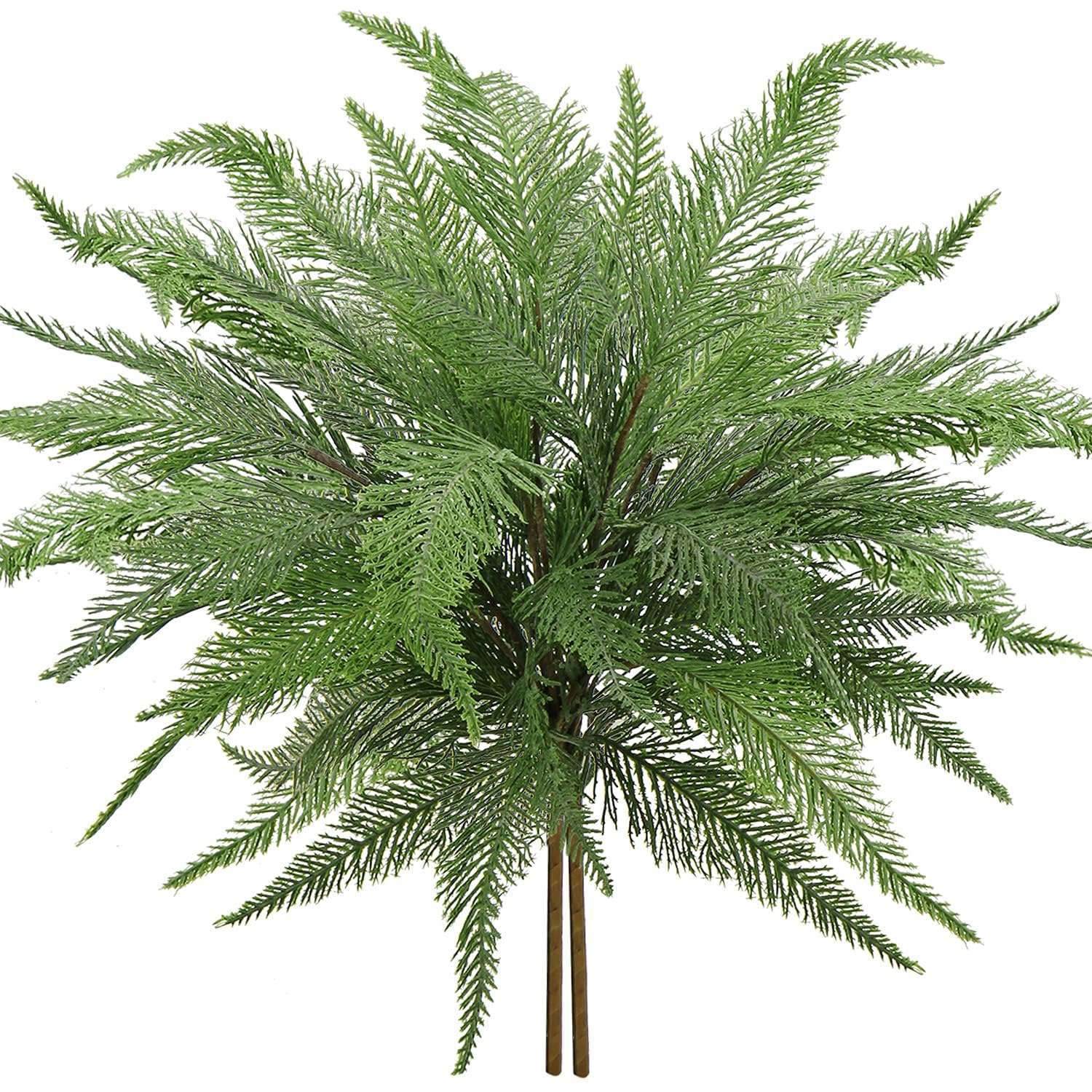 PLANT Artificial Boston Fern Plants Large Dusty Green Fake Greenery Shrubs 2 Pcs Faux Plant Bushes for Home Garden Office Farmhouse Indoor Outdoor Decor, 19 Inch