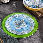 Melamine Dinnerware Set 12 Pcs Durable Dishware Colorful Plate Bowl Set Dishwasher Safe Shatter Proof Chip Resistant Not Microware Not Oven (Multicolor)