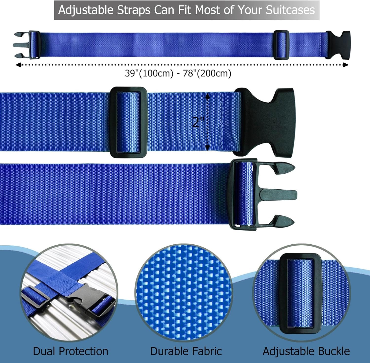 0TO6 Adjustable Travel Luggage Strap – 2 Metre Nylon Belt for Suitcases & Backpacks – Heavy-Duty Packing Strap with Quick-Release Buckle 1