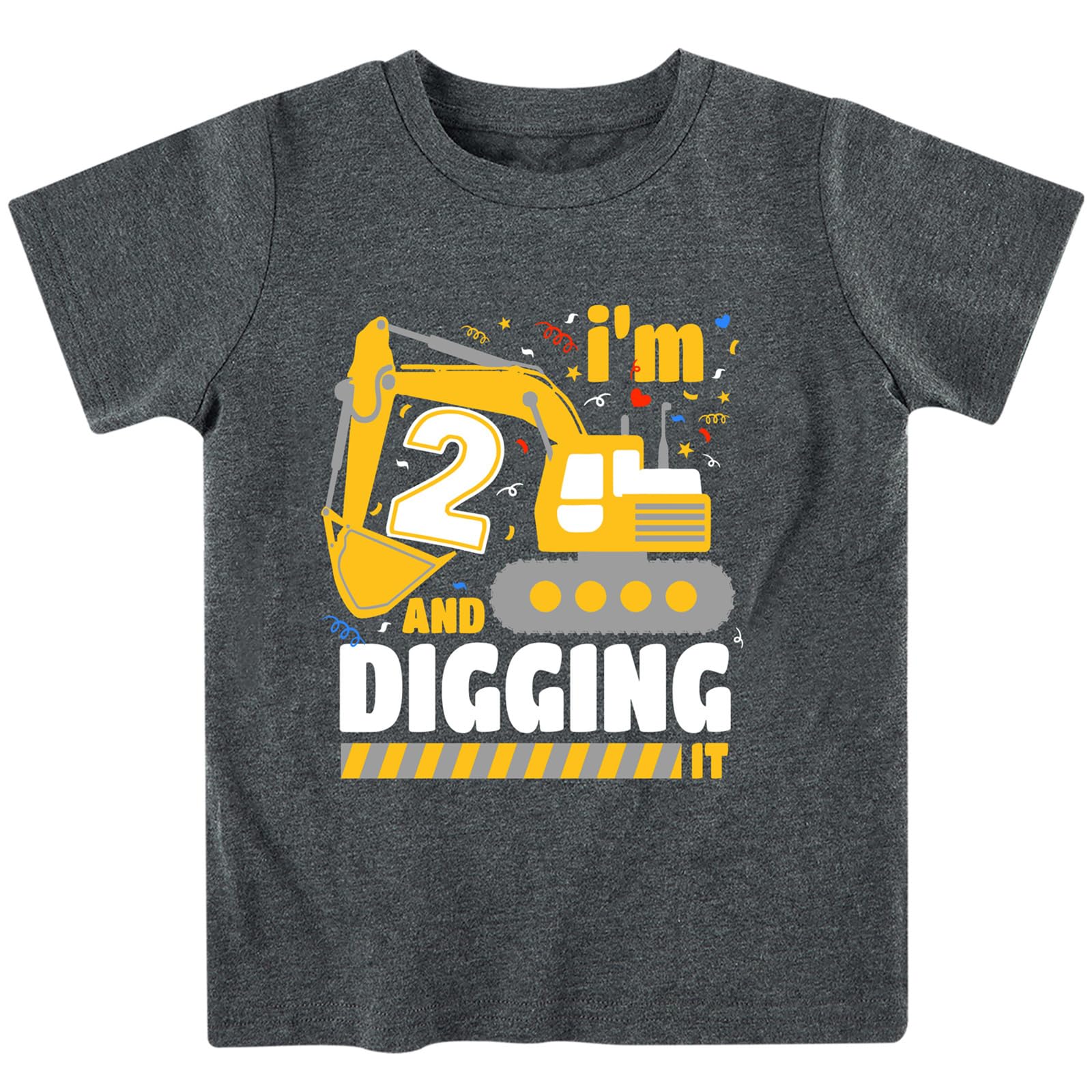 kids4ever Geburtstags Jungen T-Shirt Bauparty T-Shirts Bagger Baumwolle Kurzarm Shirts 2-6 Jahre