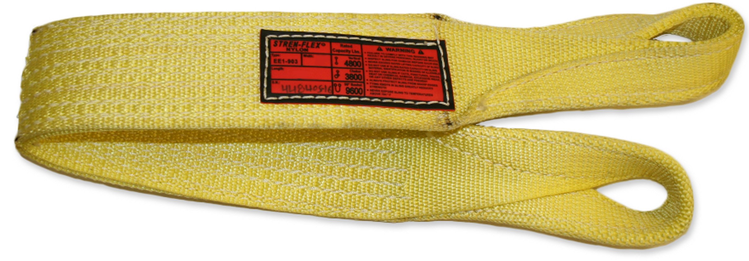 Stren Flex EET4-903-8 Type 4 Heavy Duty Nylon Twisted Eye and Eye Web Sling, 4 Ply, 18,000 lbs Vertical Load Capacity, 8' Length x 3